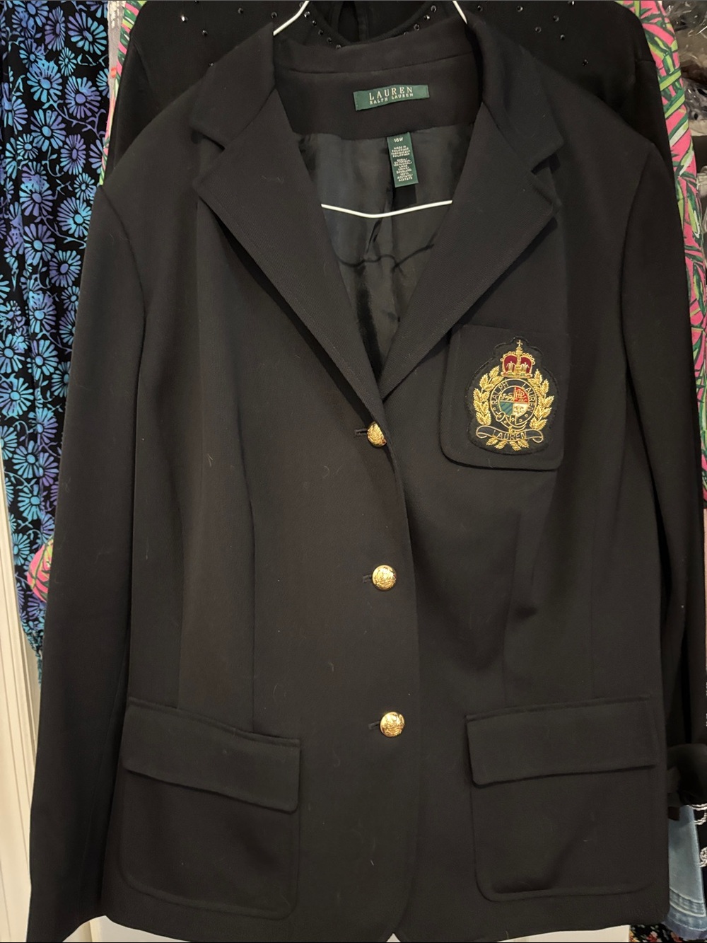 LAUREN Ralph Lauren Black Crest Blazer with Gold Buttons